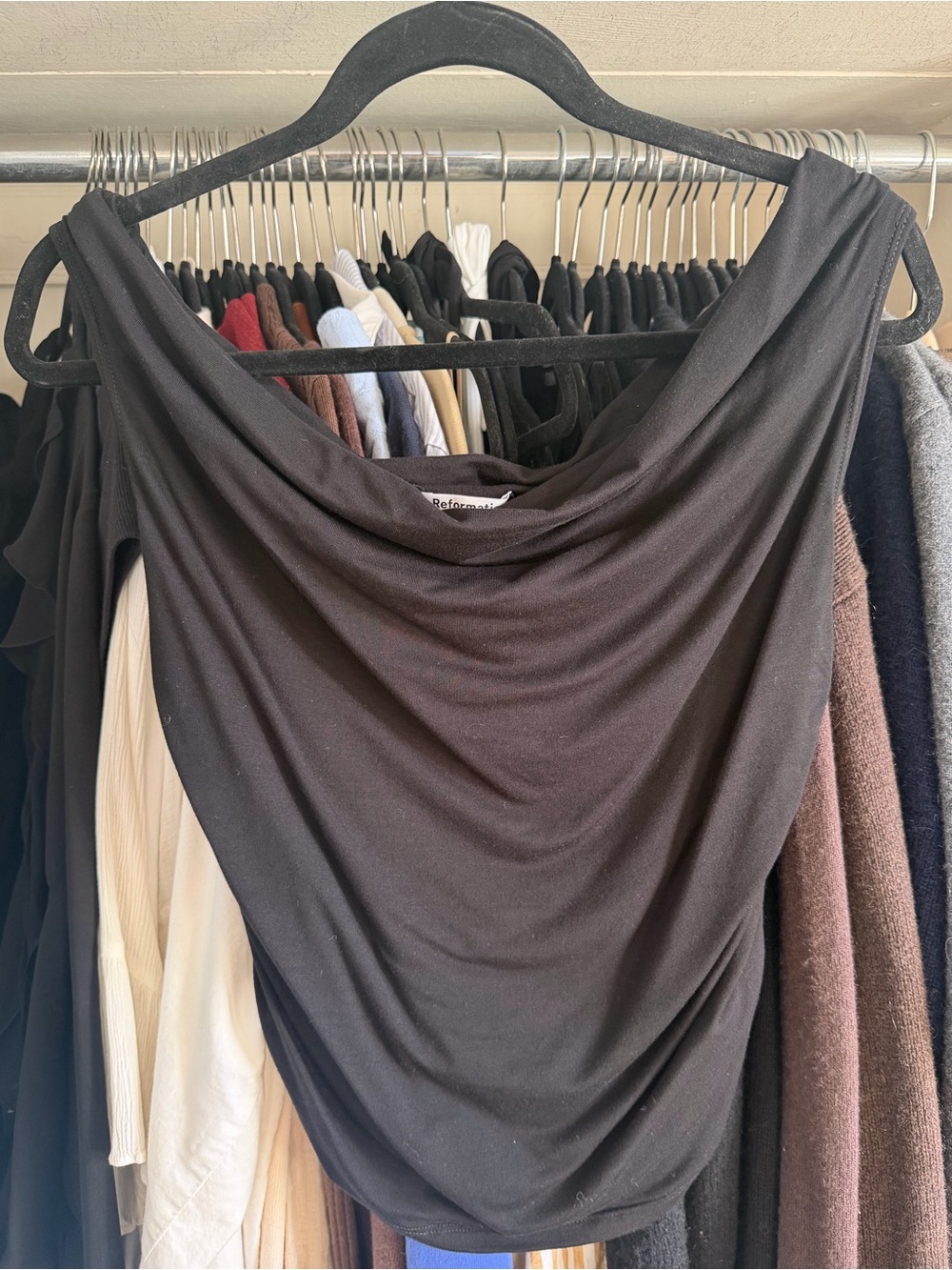 Reformation Darcy Knit Top - Black - Size M